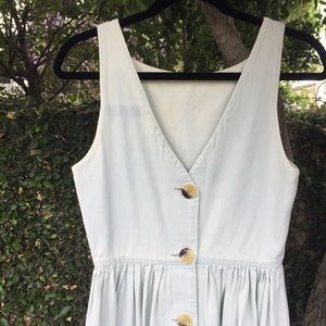American Apparel light wash denim dress w buttons